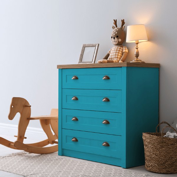 Commode peinte avec Peinture Hybride Cadence H 041 Turquoise
