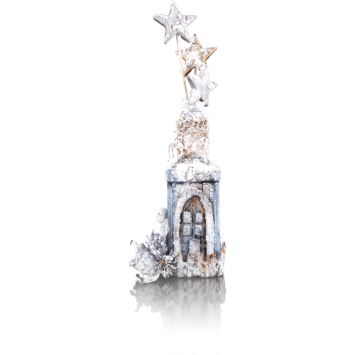 Décoration hivernale réalisée avec la pâte Effet Neige Icy Snow Cadence